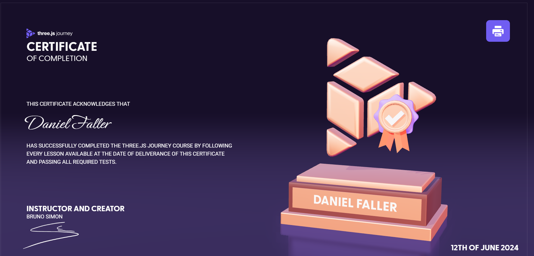 Certificate Screenshot